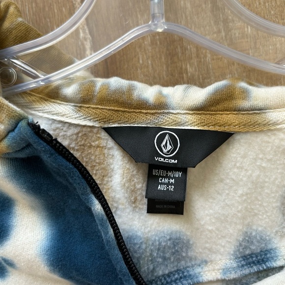 Boys Volcolm Tie-Dye Zipped Hoodie Sweatshirt -Sz M (10) - Picture 3 of 6